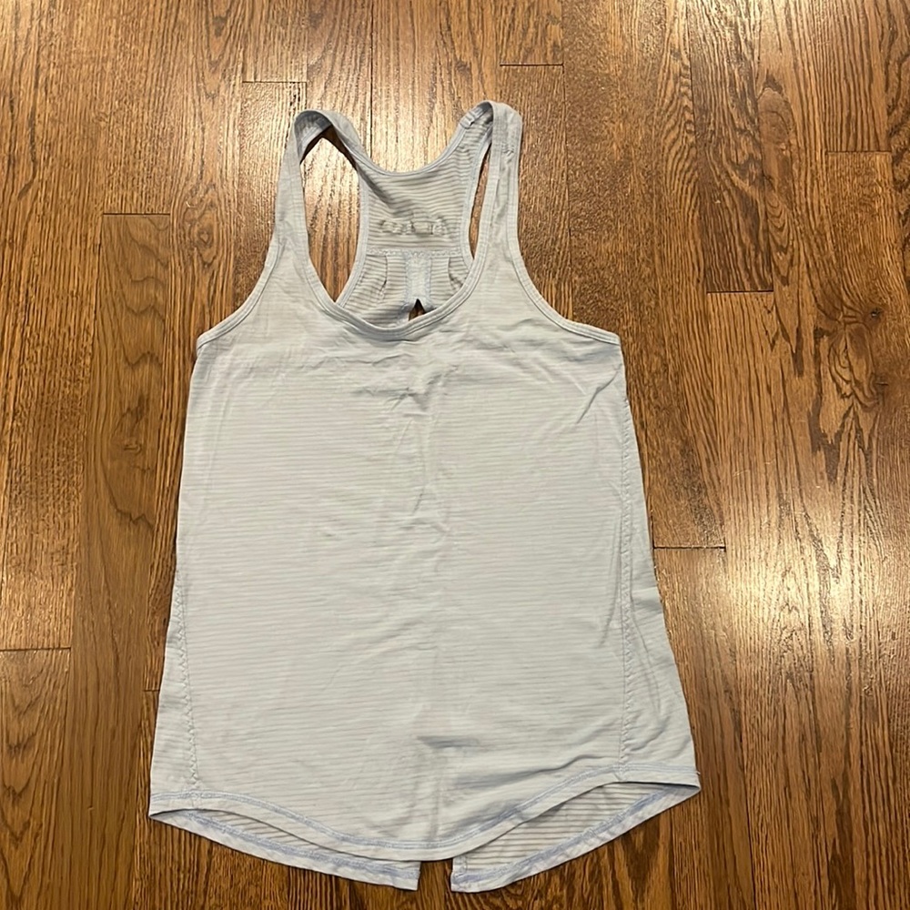 Lululemon Athletica light blue with light grey stripes tank top size 4